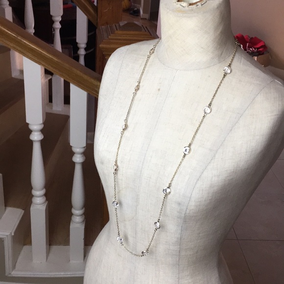 J. Crew Gold Chain CZ Long Necklace Costume - Picture 8 of 8